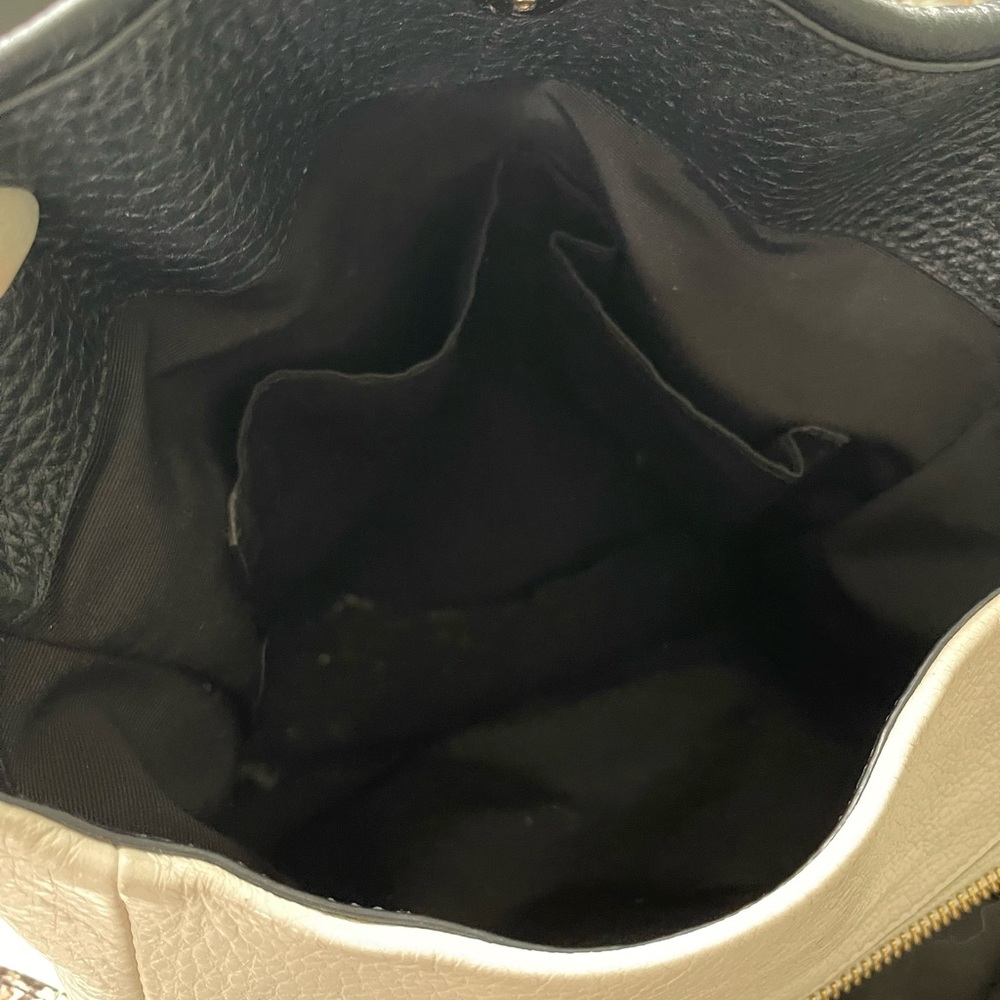 Coach Black and Cream Pebbled Leather Shoulder Bag - Picture 8 of 12